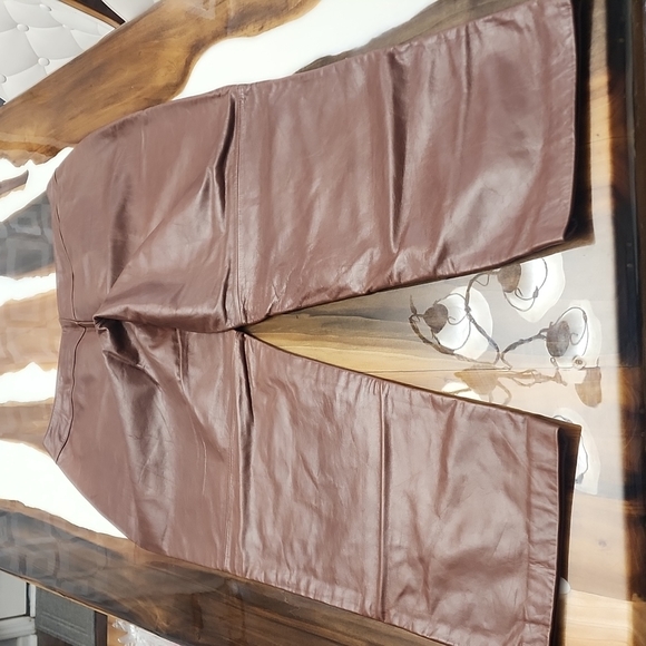 Womens Genuine Leather Pants Chocolate NWT - Picture 4 of 8